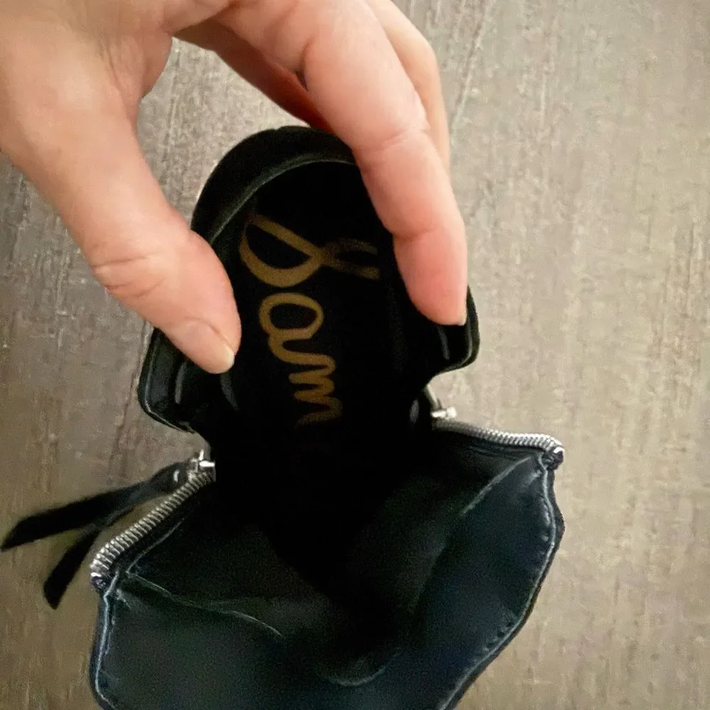 NWB Sam Edelman Heel Ankle Boots with Zipper in Black Suede Leather Size 6.5